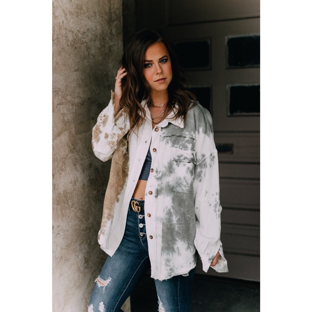 PRICE DROP RESTOCK! Tie Dye Utility Jacket in Toasted Coffee - Picture 6 of 10
